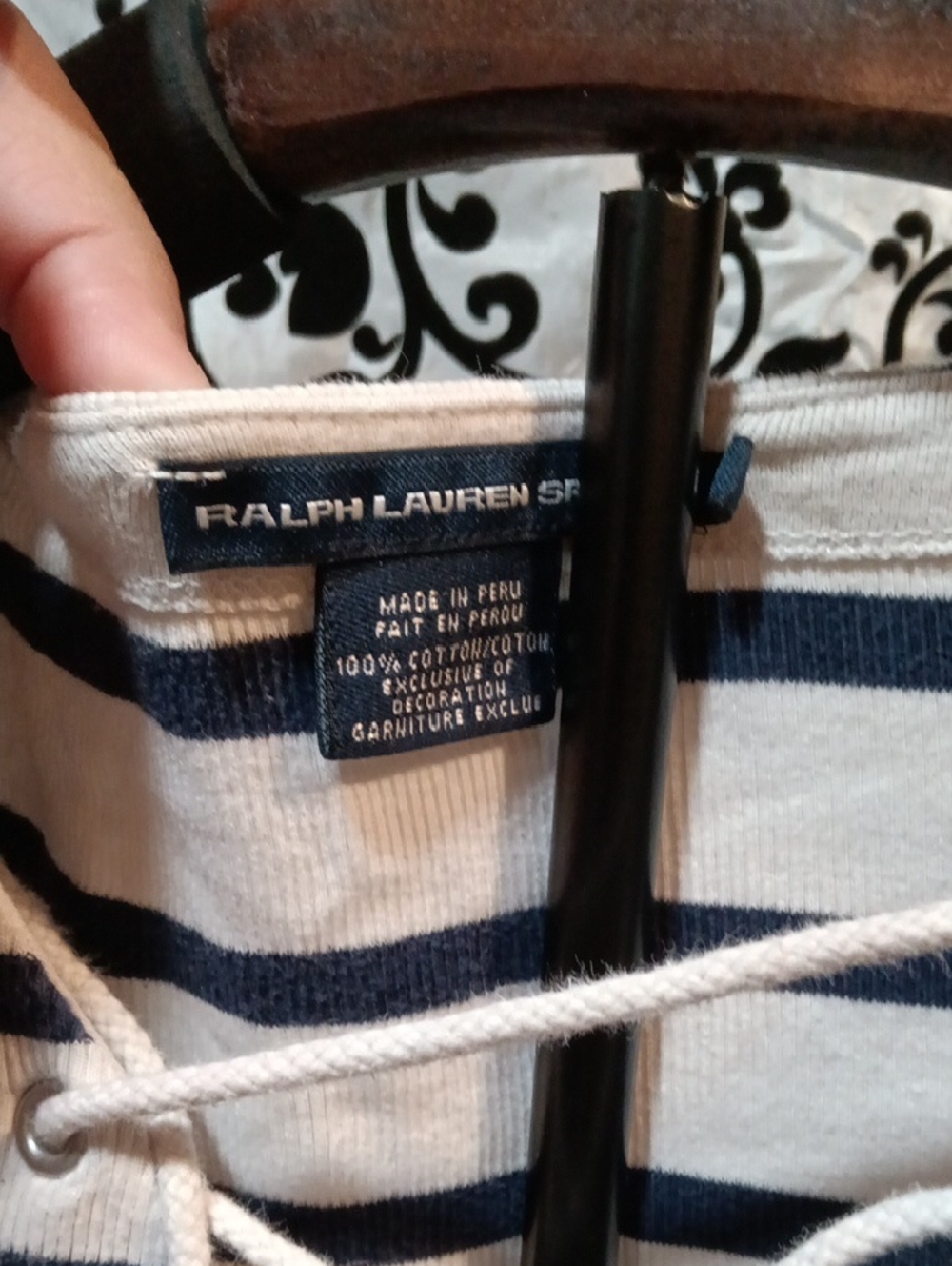 Ralph Lauren Navy and White Striped Cotton Top